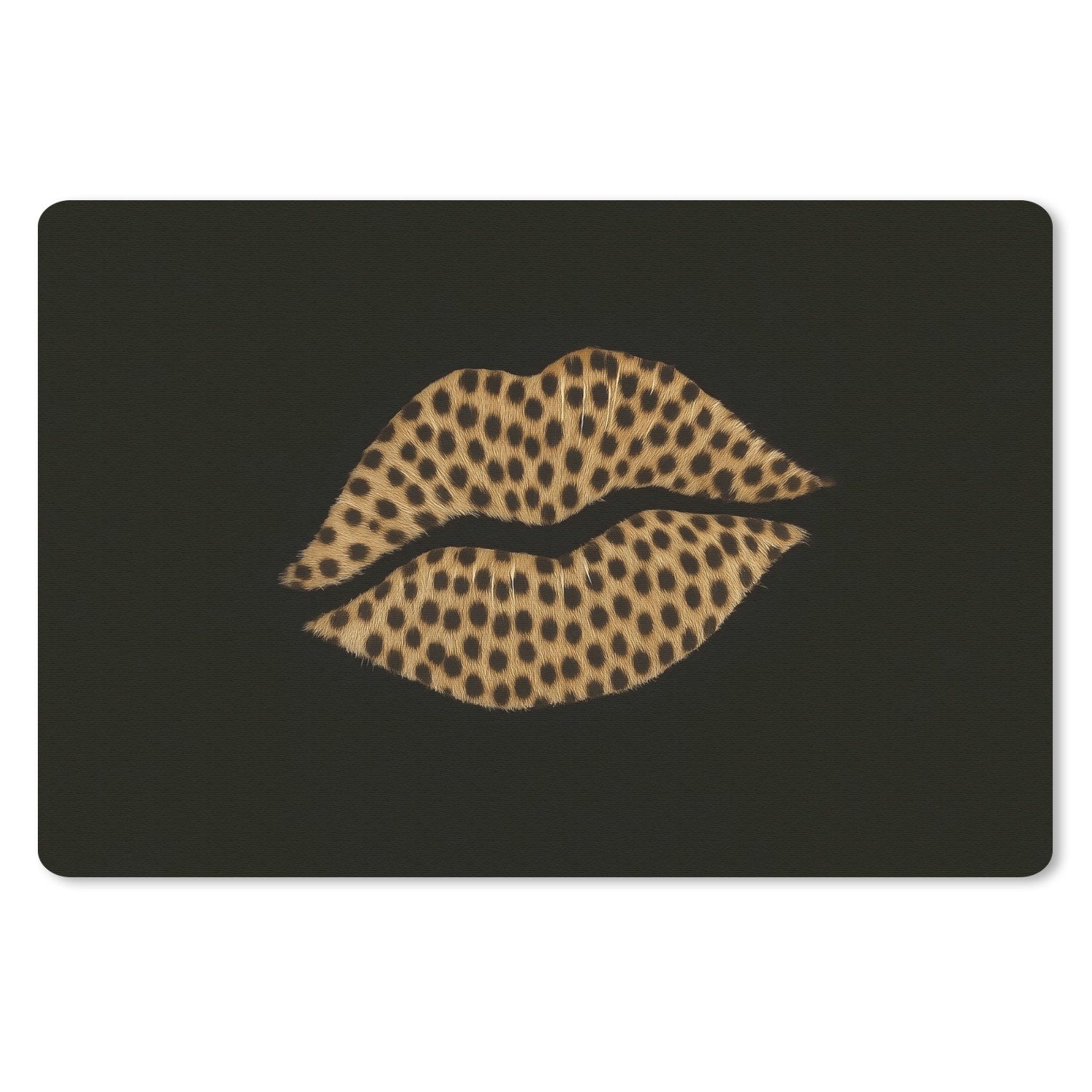 MuchoWow Mauspad Lippen - Schwarz - Pantherdruck (1-St), Mouse pad Klein, Gaming Deko, PC Zubehör, 27x18 cm