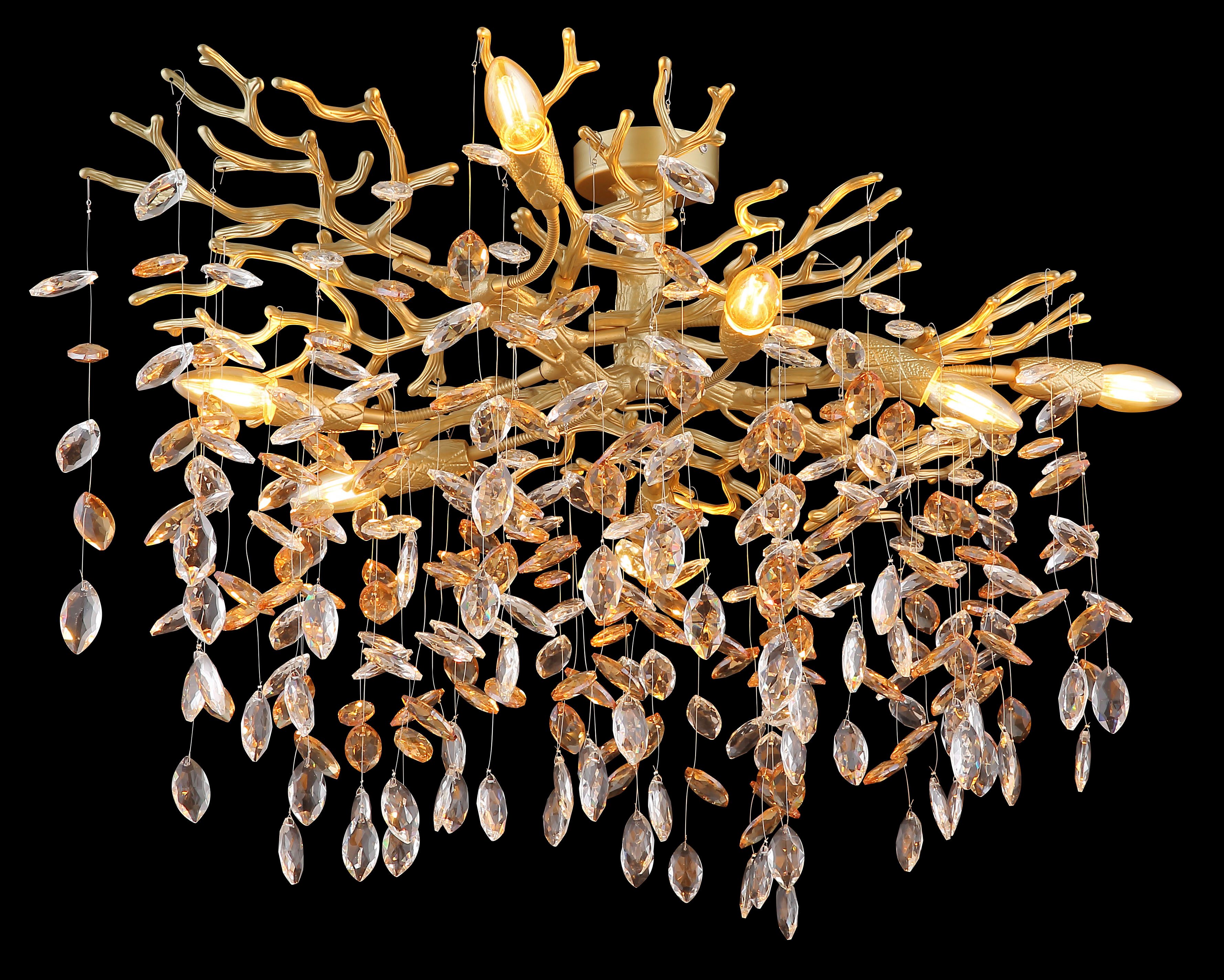 GLOBO LIGHTING Deckenleuchte QUEENA, ohne Leuchtmittel, Deckenleuchte gold Kristall, E14, elegant, flexibler Look