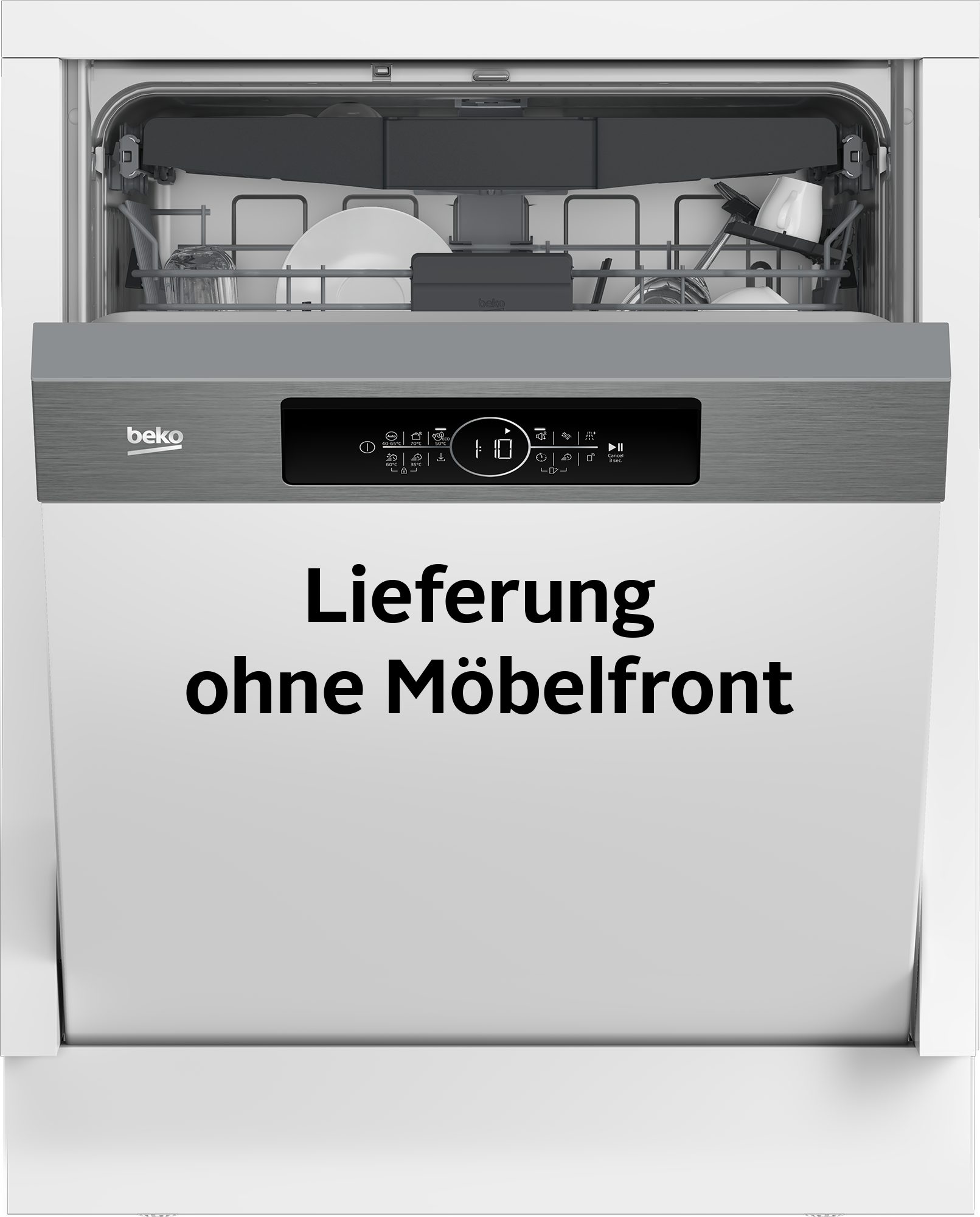 BEKO teilintegrierbarer Geschirrspüler BDSN16R46W, 9,5 l, 15 Maßgedecke, Quick&Shine – schnelle Reinigung mit optimaler Trocknung