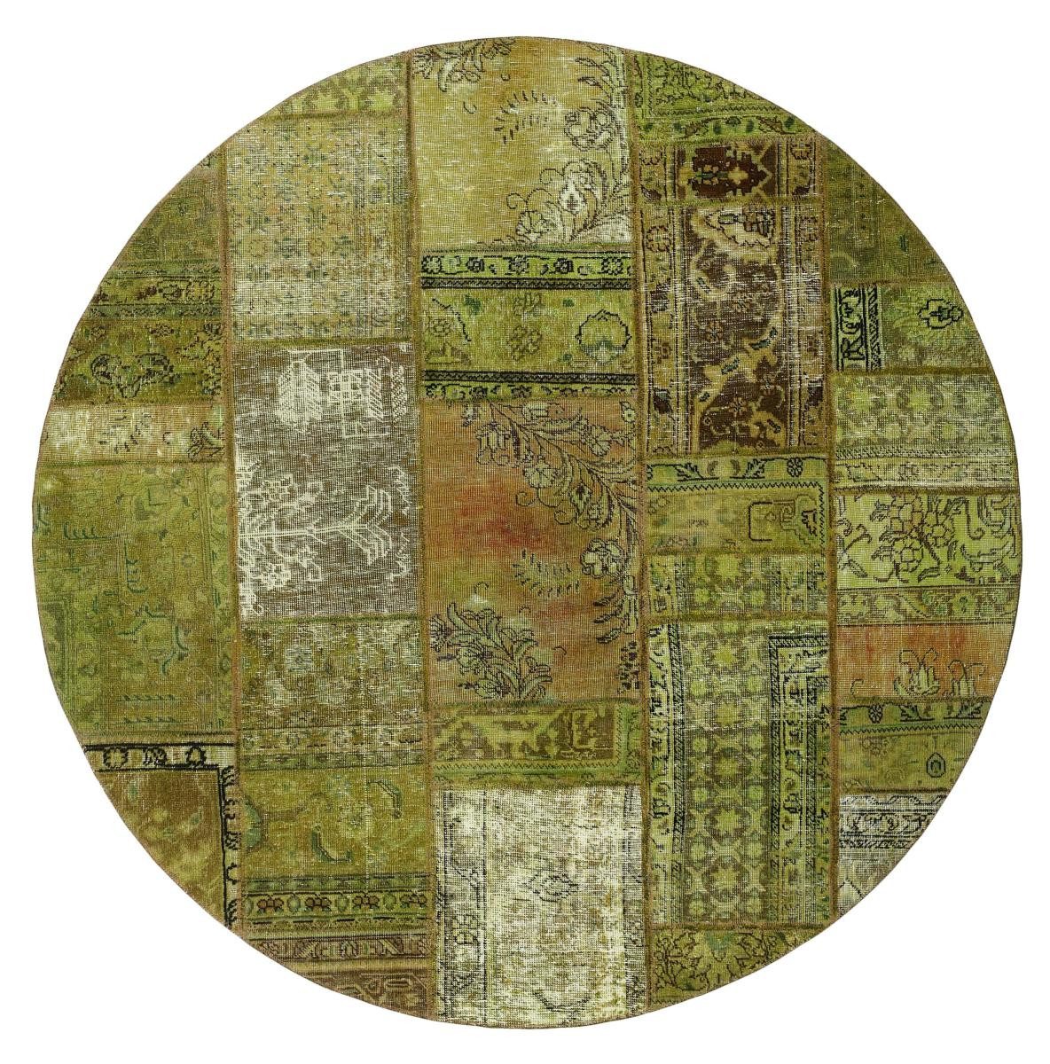 Nain Trading Orientteppich Patchwork 201x201 Handgeknüpfter Moderner Orientteppich, rund, Höhe: 5 mm