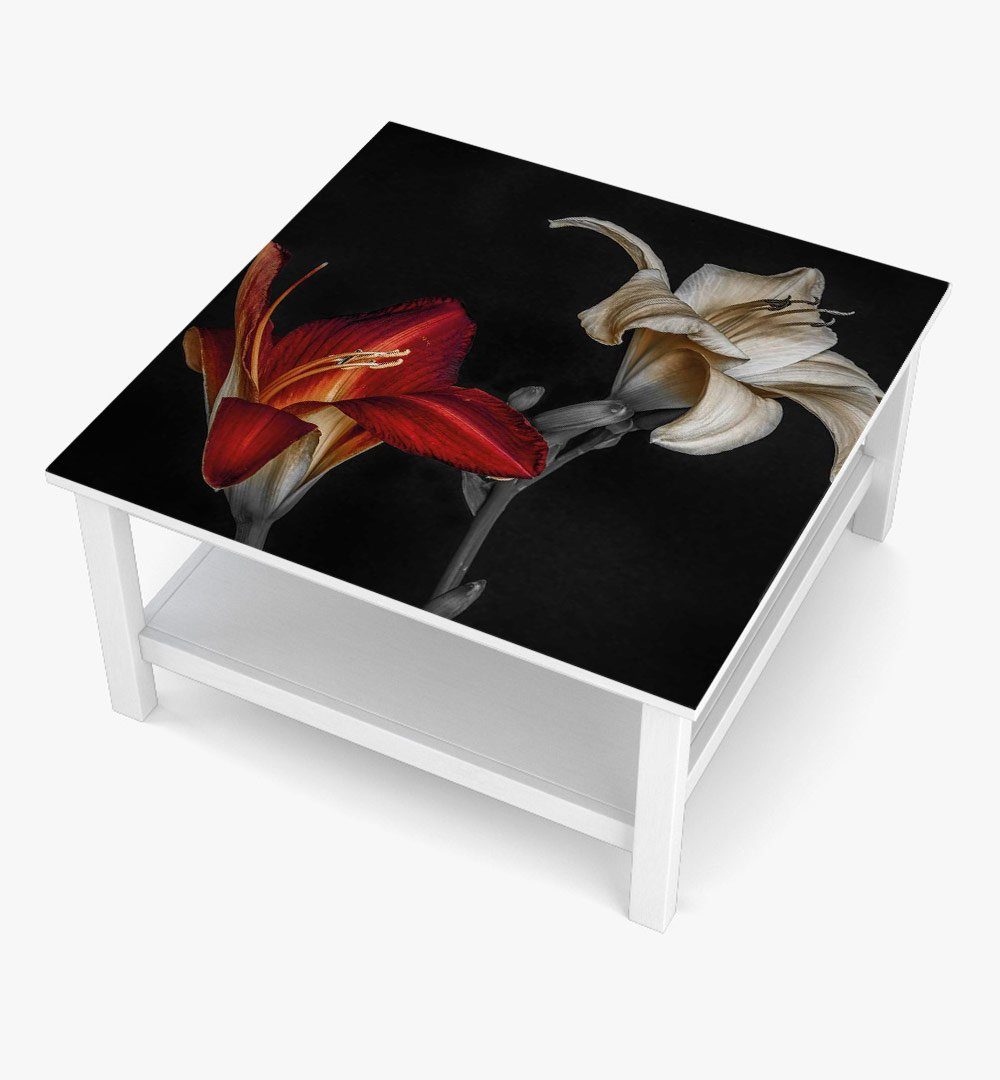 MyMaxxi Möbelfolie Tischfolie Lilien rot Bubblefree selbstklebend Folie, (Lilien rot, 1St.}, Klebefolie passend geschnitten und gerollt), Selbstklebend