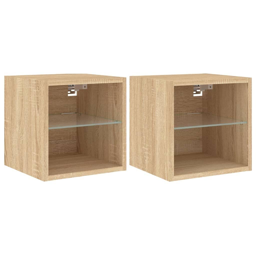 vidaXL Hängeschrank NA Wandschränke mit LED Leuchten 2 Stk Sonoma Eiche Hängeschrank