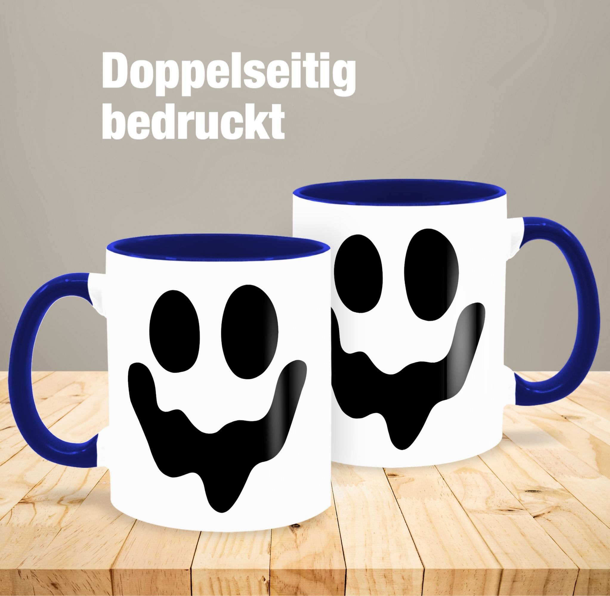 Spuk Halloween 1 Tassen Keramik, Geist Tasse Einfach Dunkelblau Gruselig, Gespenst Shirtracer