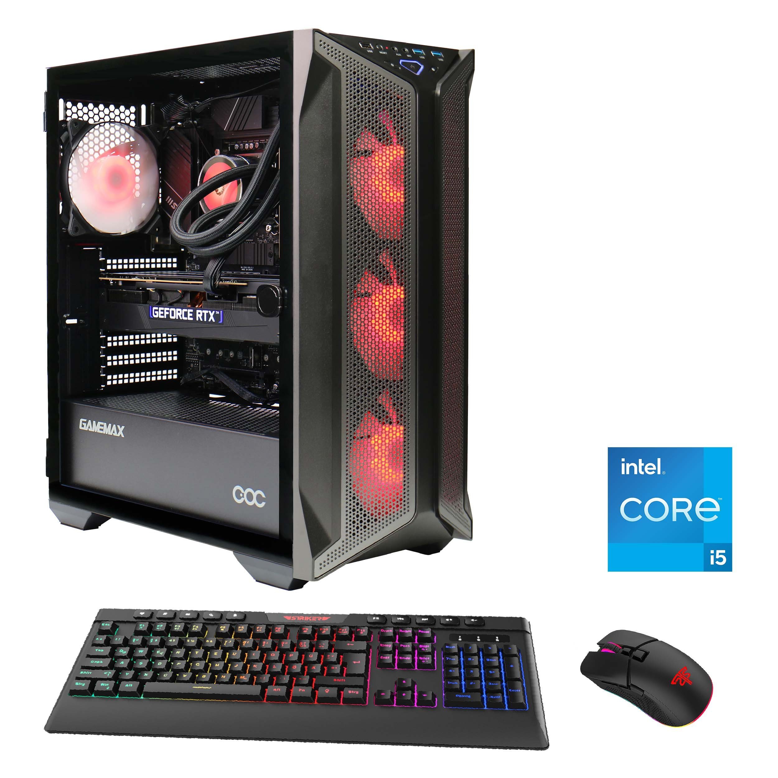 GAMEMAX Brufen C1 7106 Gaming-PC (Intel® Core i5 13400F, RTX 4060, 16 GB RAM, 1000 GB SSD, Wasserkühlung, DDR5, Windows 11)