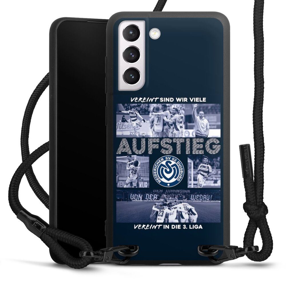 DeinDesign Handyhülle MSV Duisburg Aufstieg Offizielles Lizenzprodukt, Samsung Galaxy S21 FE 5G Premium Handykette Hülle mit Band