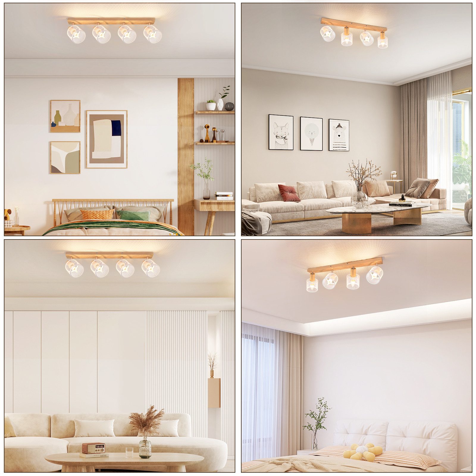 ZMH Deckenstrahler 4 Flammig E14 Schwarz/Weiß Modern Wohnzimmerlampe Max.25w, Hochwertige Materialien für langanhaltende Qualität, ohne Leuchtmittel, Schwenkbar – Bild 4 von 5