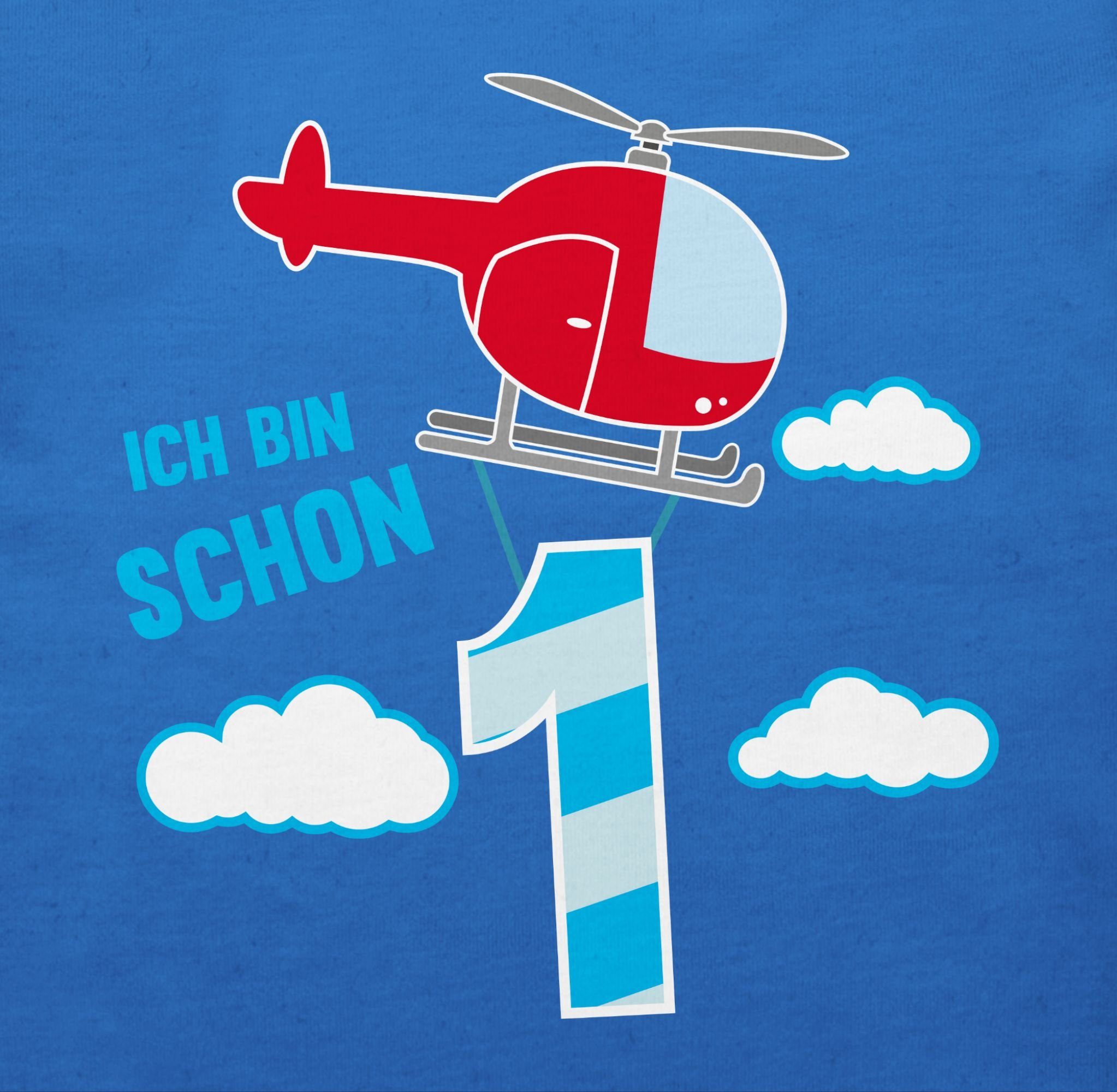 eins 1. Geburtstag Shirtracer Royalblau Hubschrauber 2 T-Shirt schon bin Ich