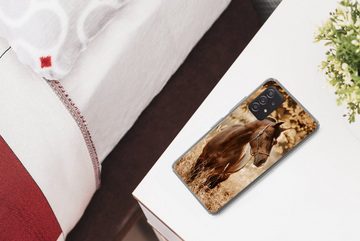 MuchoWow Handyhülle Pferd - Sonne - Porträt - Natur - Braun, Phone Case, Handyhülle Samsung Galaxy A53, Silikon, Schutzhülle