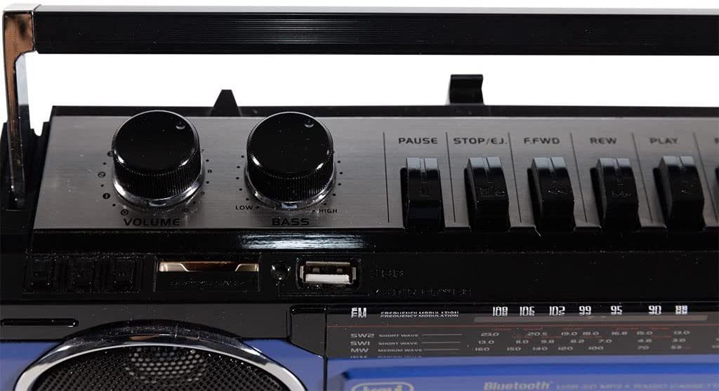 Retro-Radio Blau USB - trevi Stick BK Flash Radiorecorder RR microSD-Karte Kassette, 501