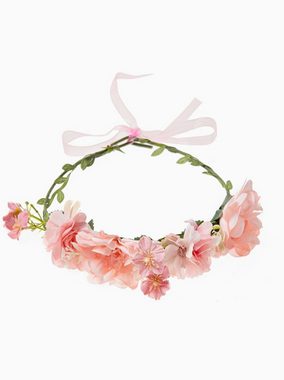 axy Diadem Haarkranz Blumen Blumenkranz Damen Mädchen Stirnband (Blumenkranz und Blumenarmband als Set), Verstellbarer für Hochzeit Karneval Festival