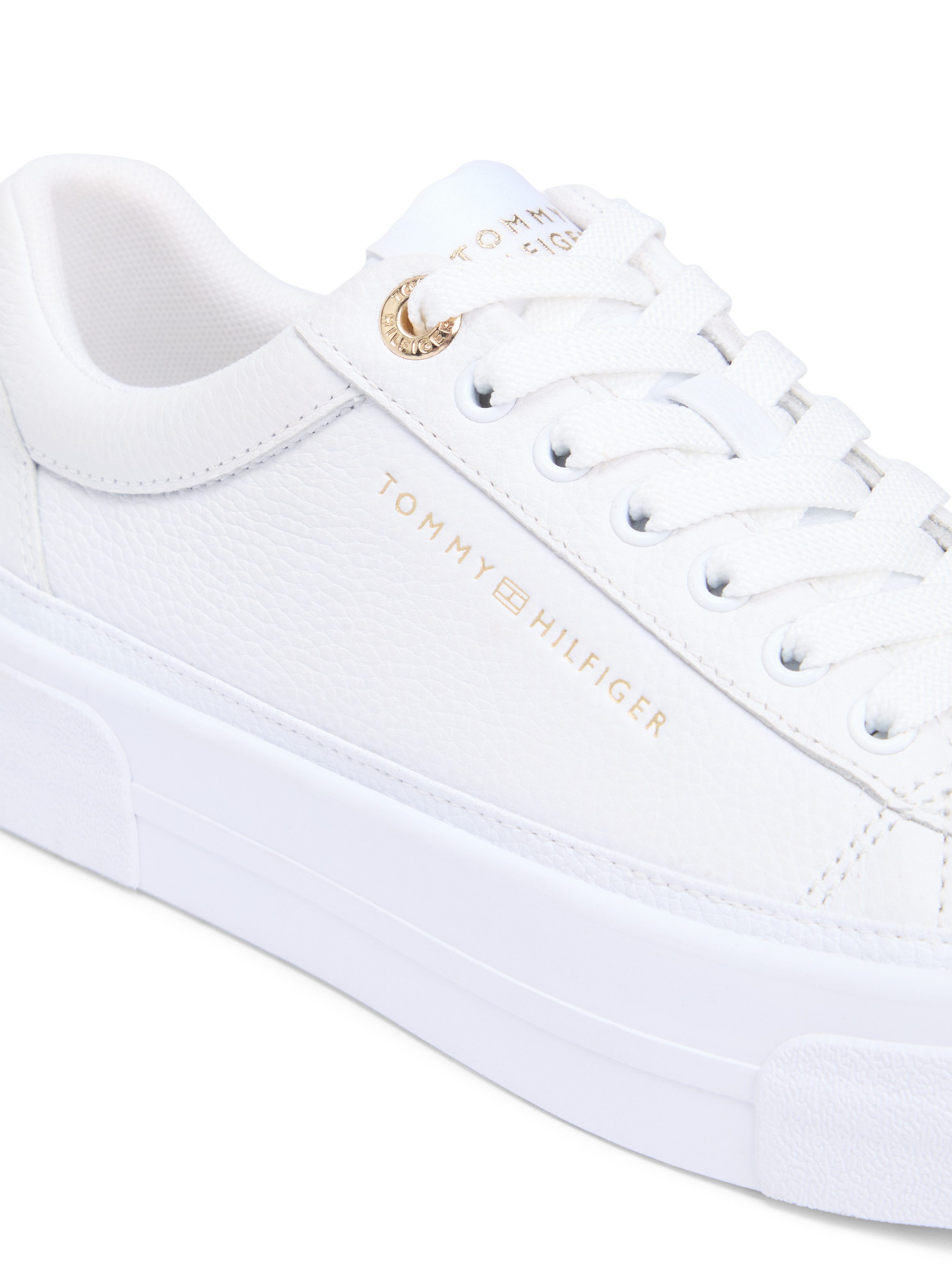 Tommy Hilfiger TH FOXING PLATFORM LEATHER Plateausneaker, Freizeitschuh, Halbschuh, Schnürschuh, weiche Schaftrand-Polsterung