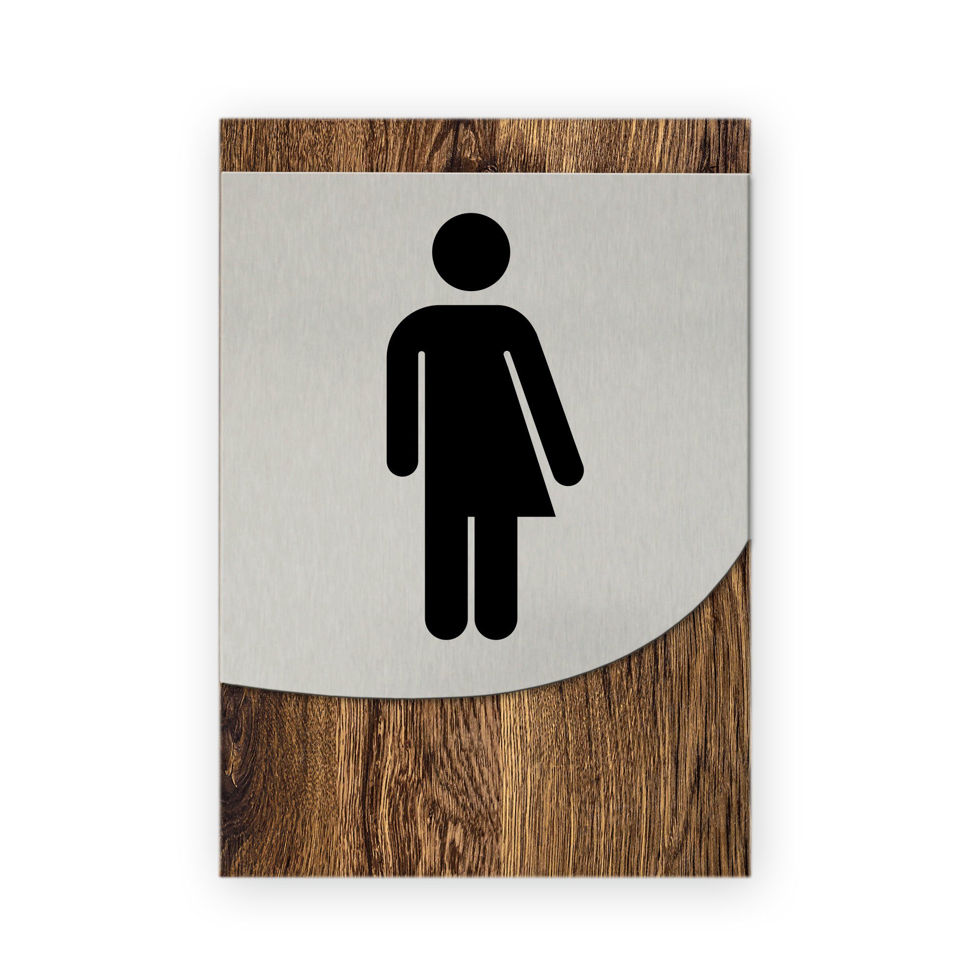 Kreative Feder Hinweisschild »Toilette unisex / divers«, Business-Schild  modernes Schild aus Holz und Alu für Innenräume UV Druck Holzoptik 14 x 20  cm groß rechteckig ideal für Büro Schule Universität Made in