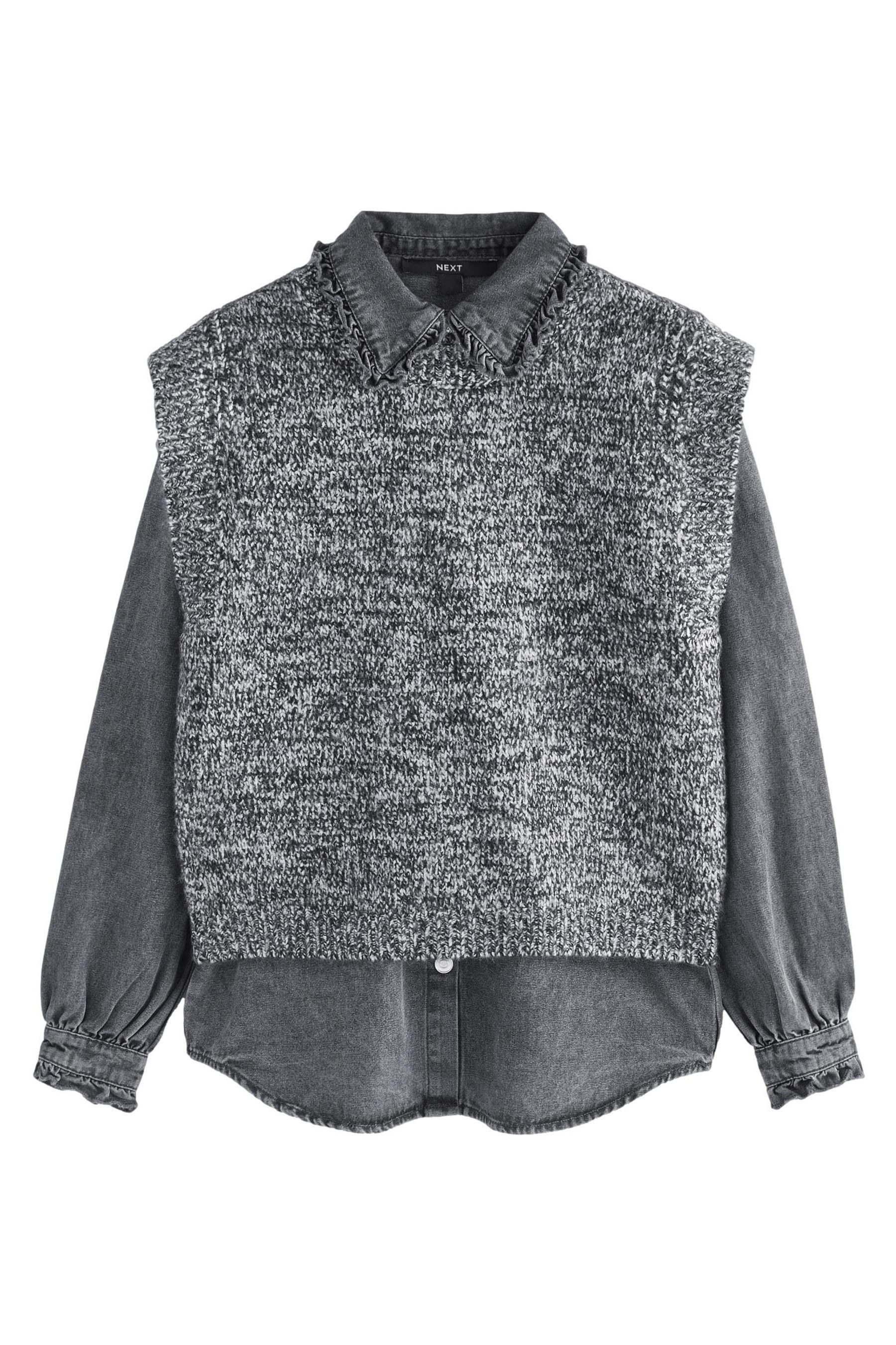 Next Pullunder Pullover mit Denim-Hemd-Detail und günstig online kaufen