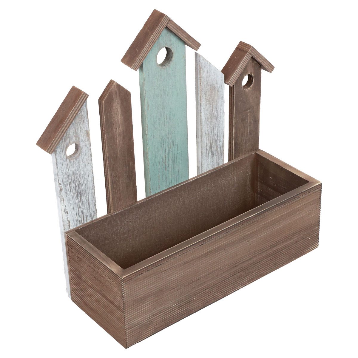 Dekotablett Pflanzkasten Holz Deko Vintage Häuserreihe 30,5×30cm