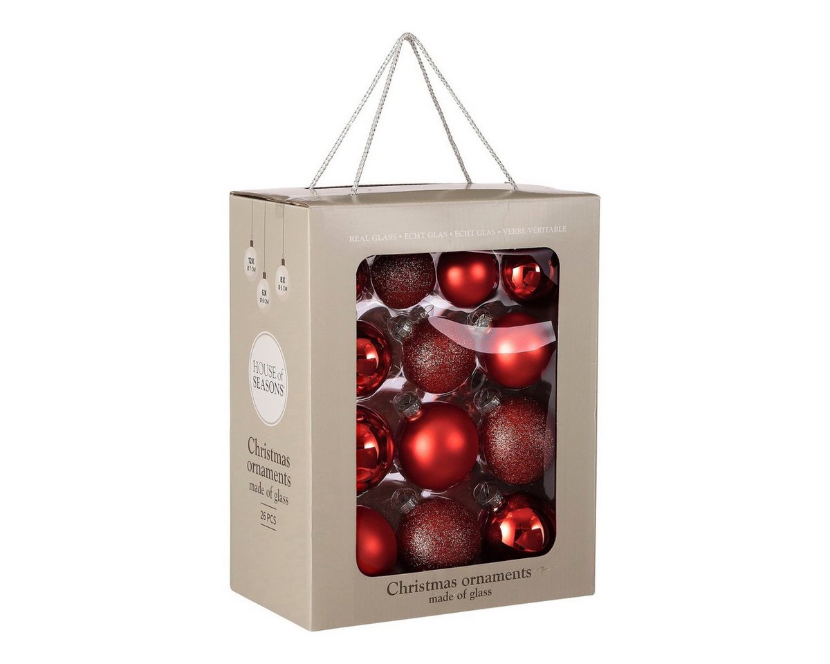 Mica Decorations Weihnachtsbaumkugel Mica Decorations Kugel glas rot 26 Stueck - d7cm