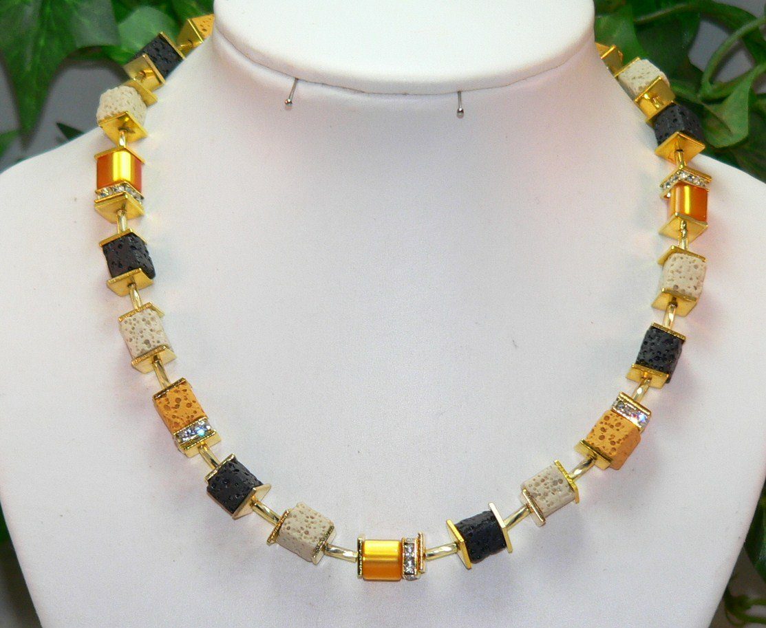 traumschmuck Kette ohne Anhänger 304 Würfelkette Collier Halskette Würfel Lava Polaris Strass (incl. Schmuckbox), handgefertigt, Made in Germany