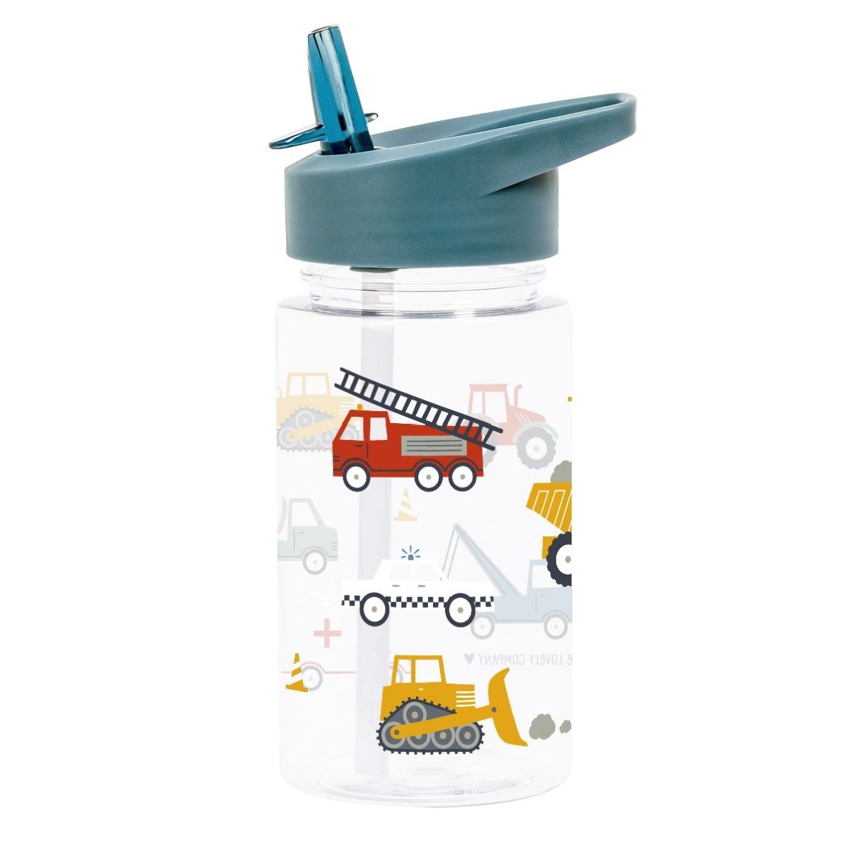 Wasserflasche Trinkflasche Kinderflasche Company Trinkhalm A lovely Fahrzeuge Trinkflasche 450ml little mit
