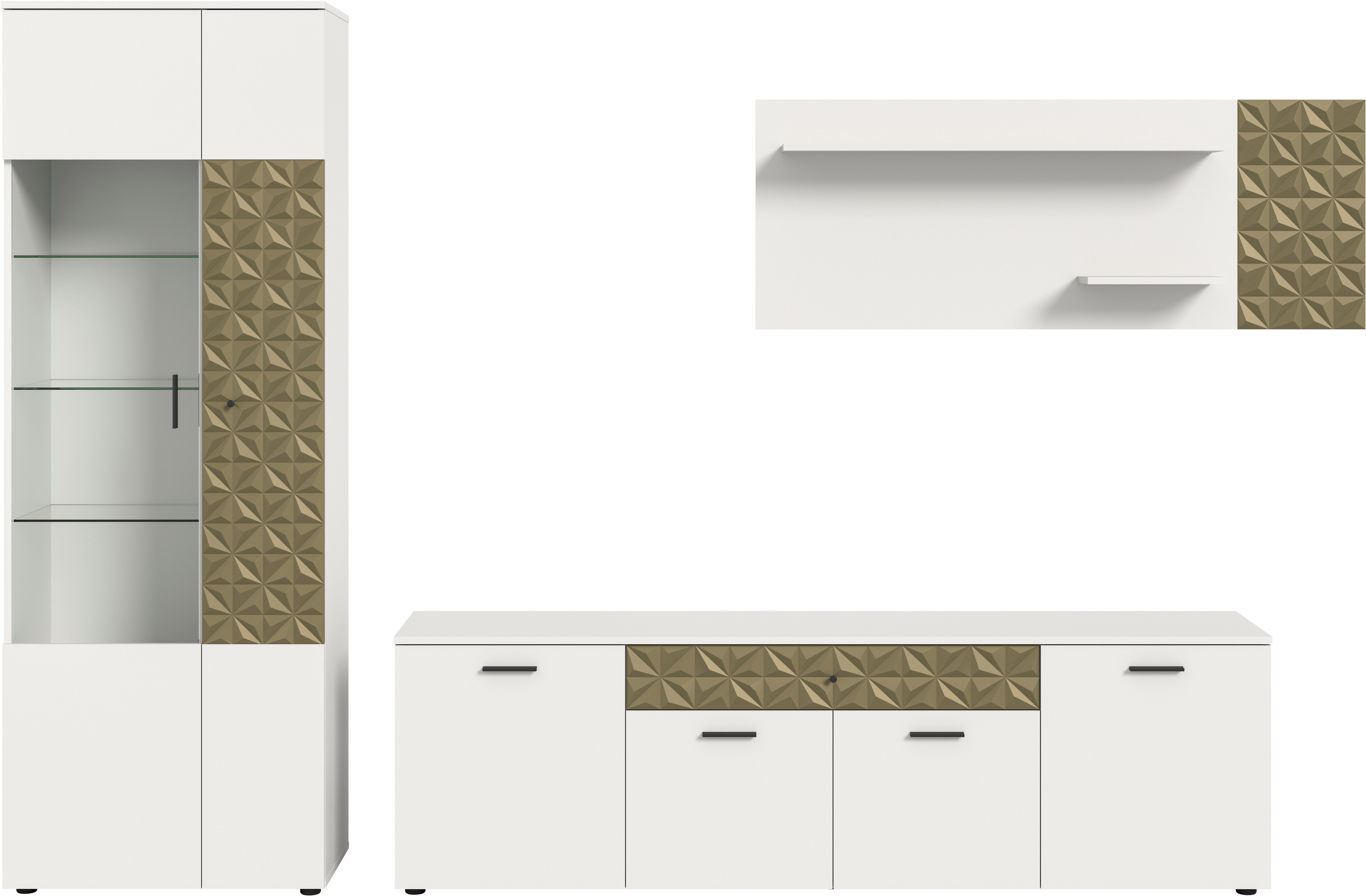 INOSIGN Wohnwand Vicenza, 3-teilig, bestehend aus: Vitrine, Lowboard, Wandb günstig online kaufen