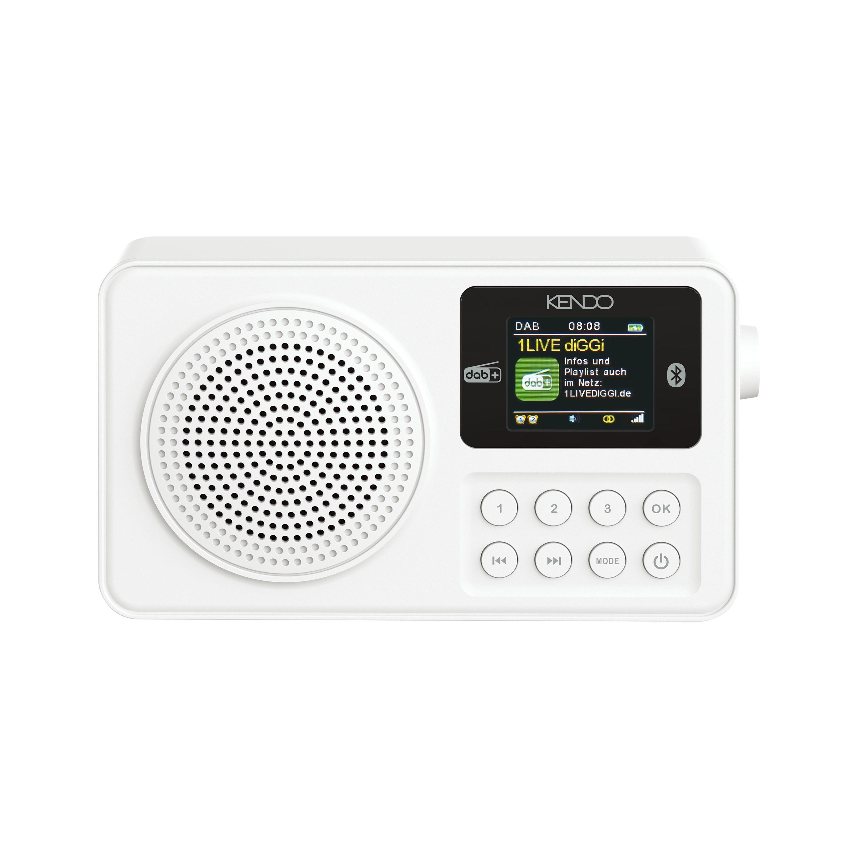 Kendo KENDO 24EX white Radio (Tragbares DAB+ Radio mit integriertem Akku, LCD-Display und Bluetooth)