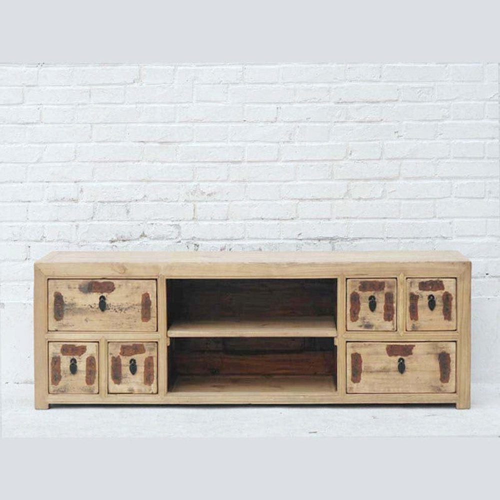 Luxury-Park-Direct Kommode Lowboard aus Pinie – Ideal für Bildschirme, Chinesisches Design. Luxur