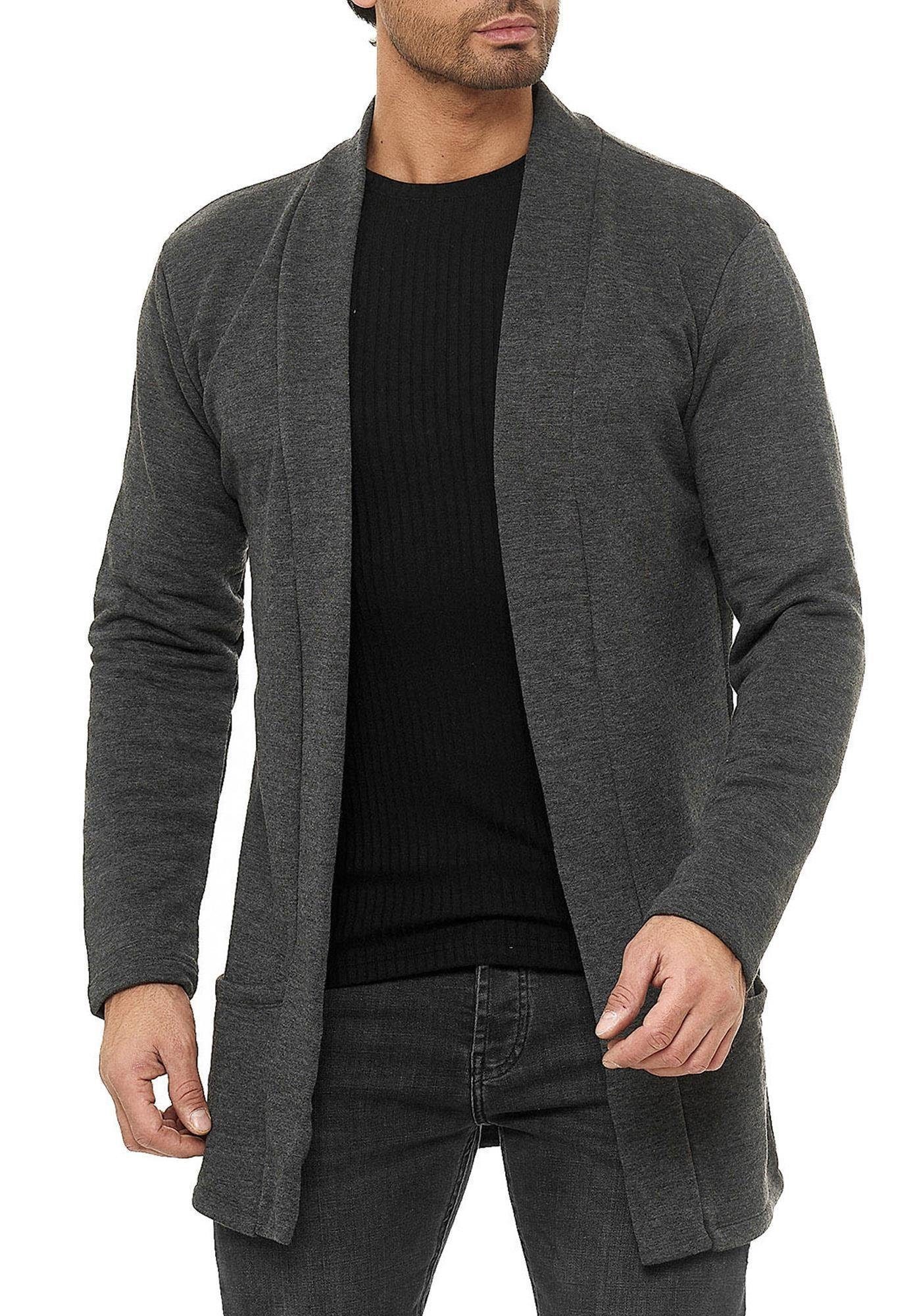 RedBridge Cardigan Red Bridge Herren Cardigan Jacke Sweat-Jacke Sakko Long Cut hochwertig