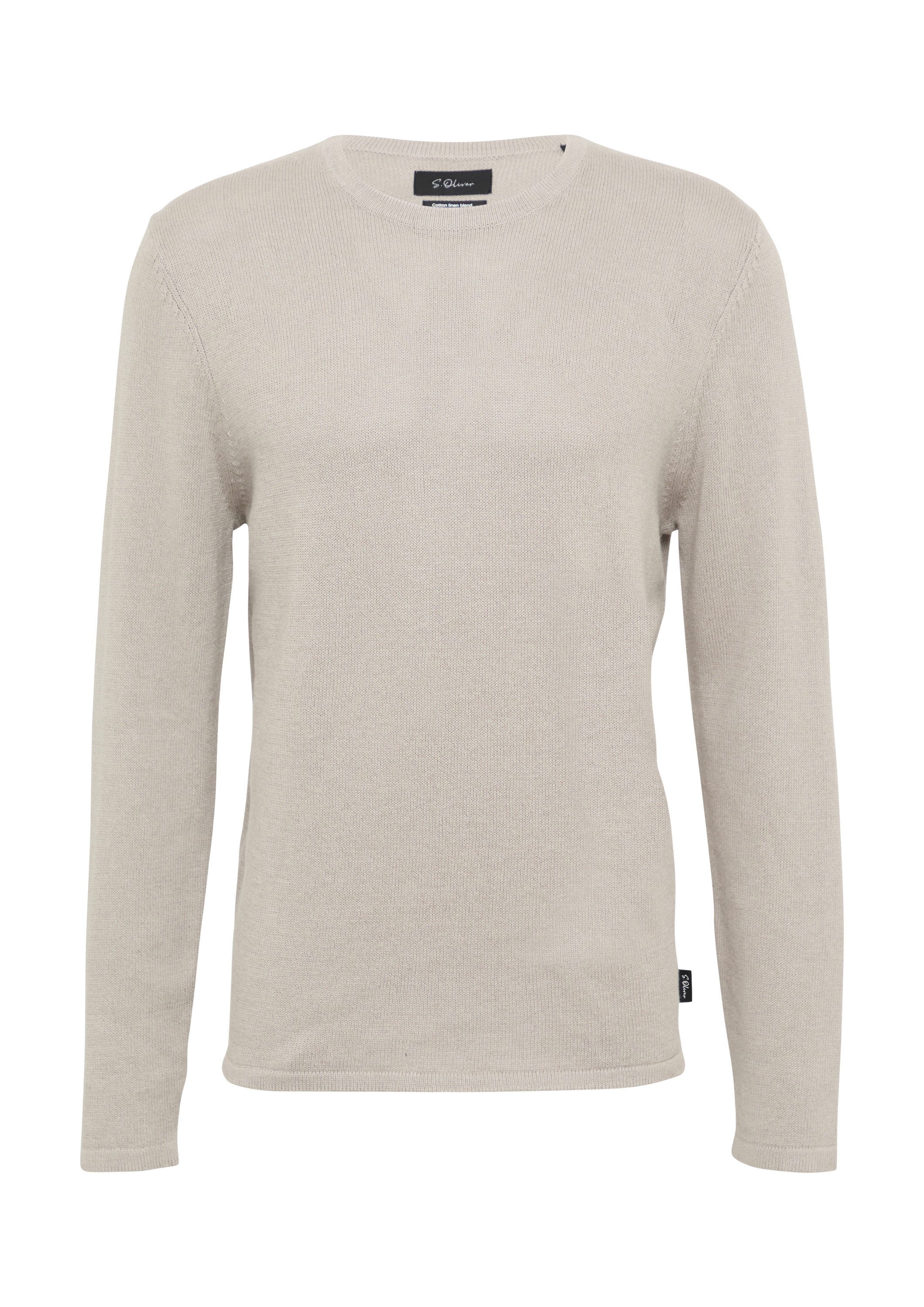 s.Oliver Longpullover Strickpullover Softer Strickpullover aus Baumwoll-Leinenmix