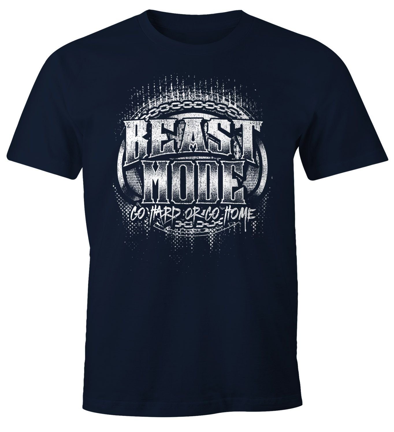 MoonWorks Print-Shirt Herren T-Shirt Beast Mode Moonworks® mit Print navy