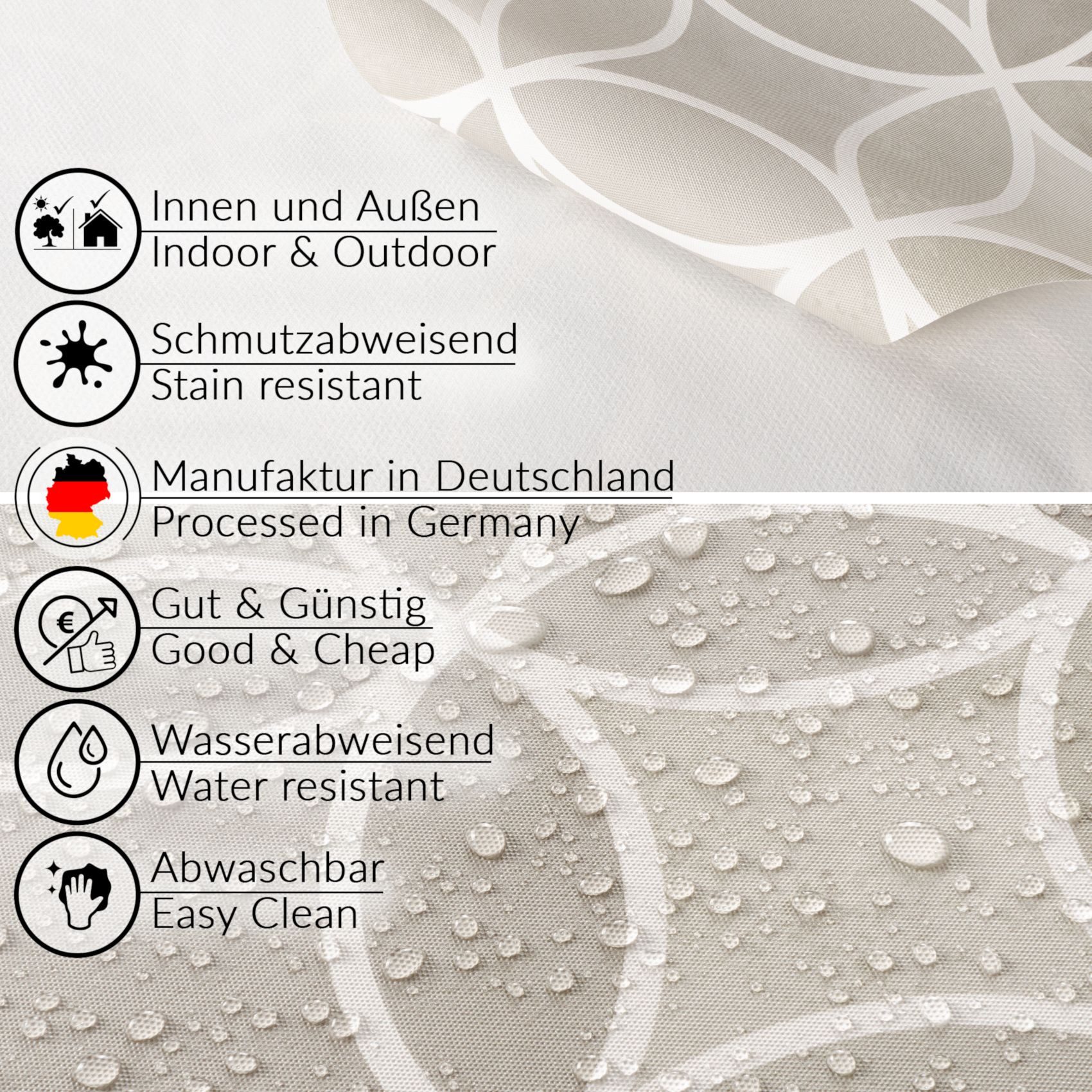 ANRO Tischdecke Wachstuchtischdecke Kreisornament Grau abwaschbar, geprägt, Schnittkante – Bild 5 von 5