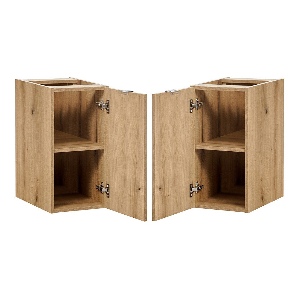 Lomadox Badkommode NEWPORT-56-OAK, 30cm, in Eiche, Metallgriffe Chrom glänzend