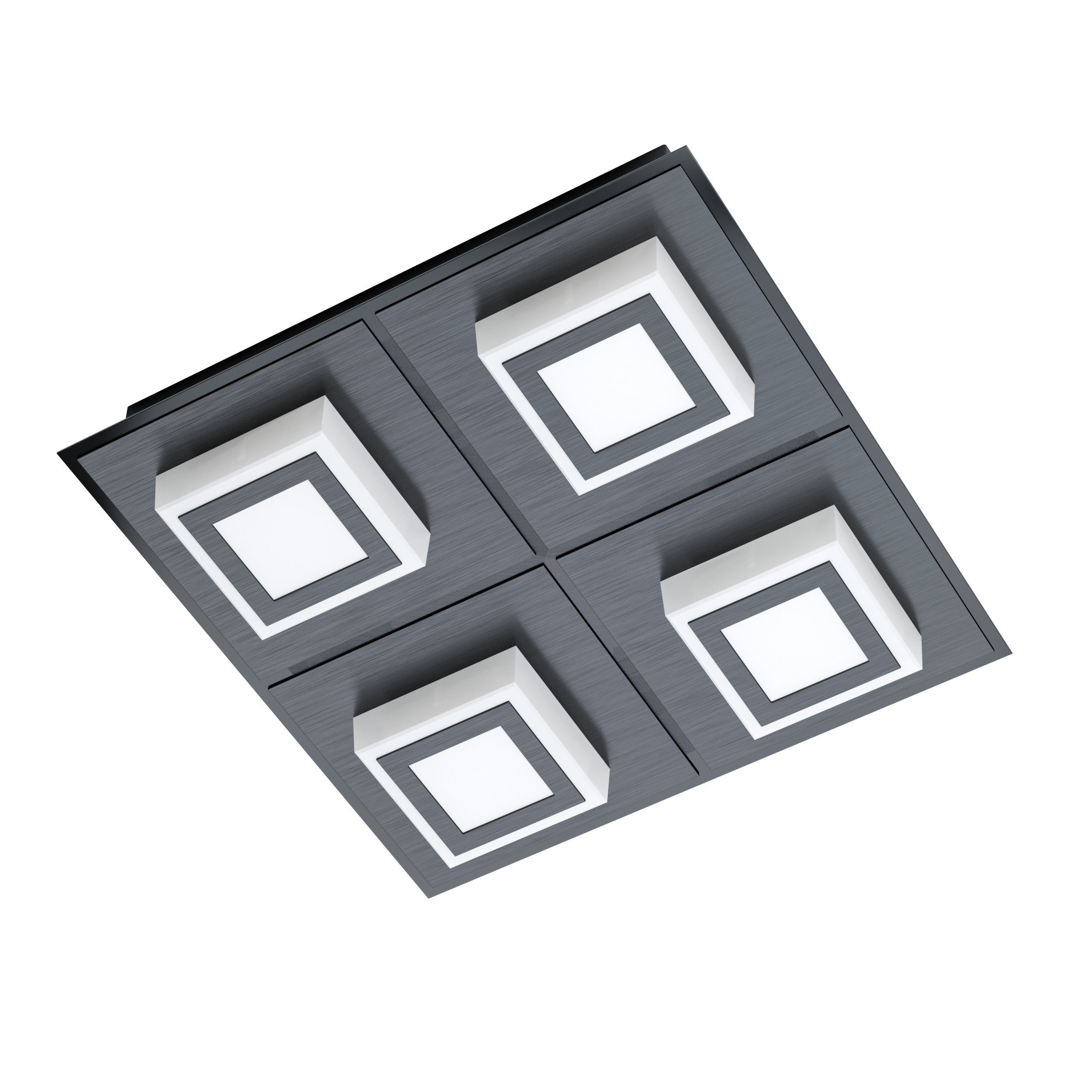EGLO LED Deckenleuchte Masiano 1, Leuchtmittel inklusive, Deckenlampe in Schwarz, Satiniert, Wohnzimmerlampe, warmweiß | Deckenlampen