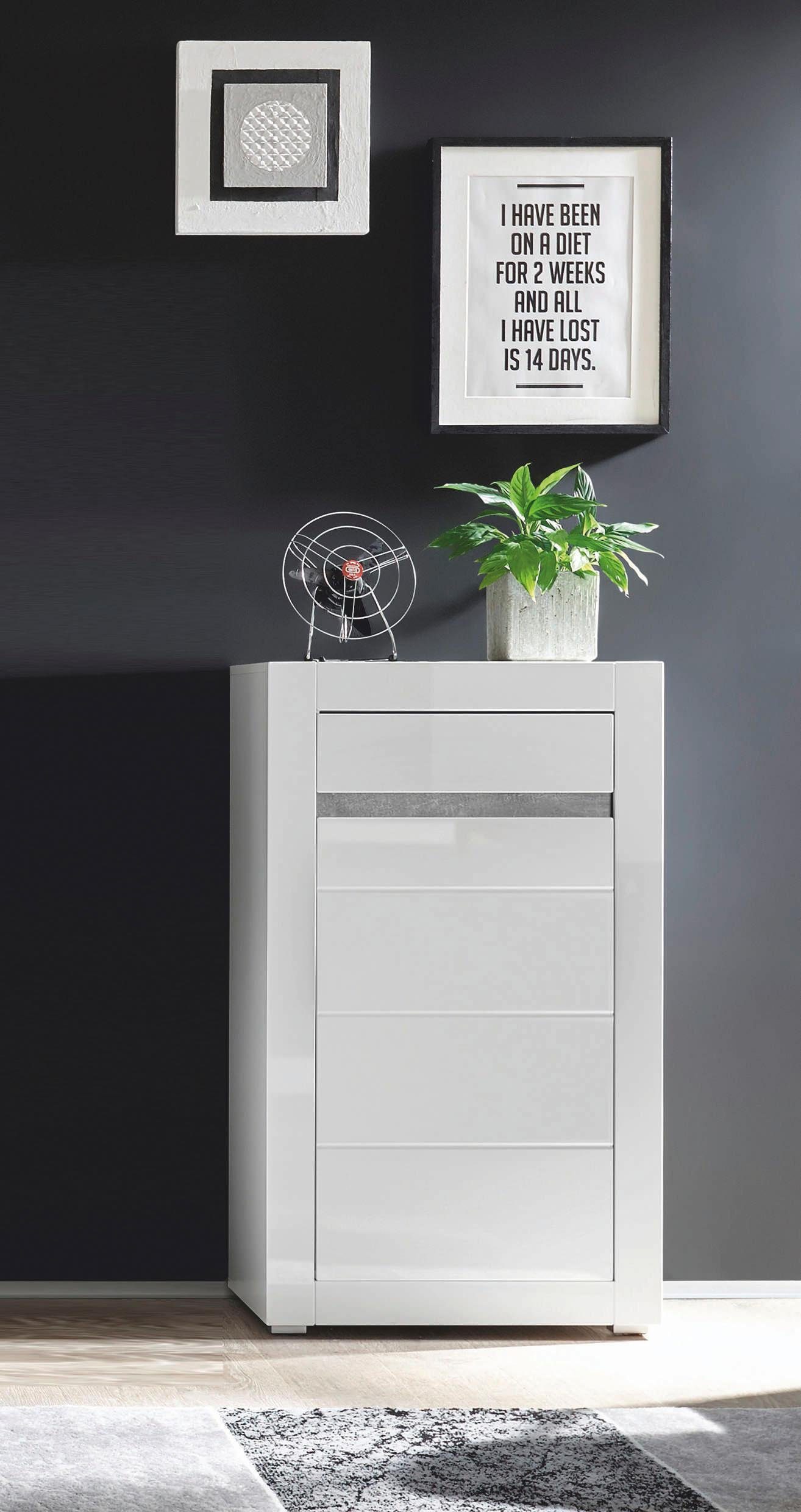 INOSIGN Kommode Carat, Breite 66 cm, Blende in weiß und betonfarben im Lieferumfang