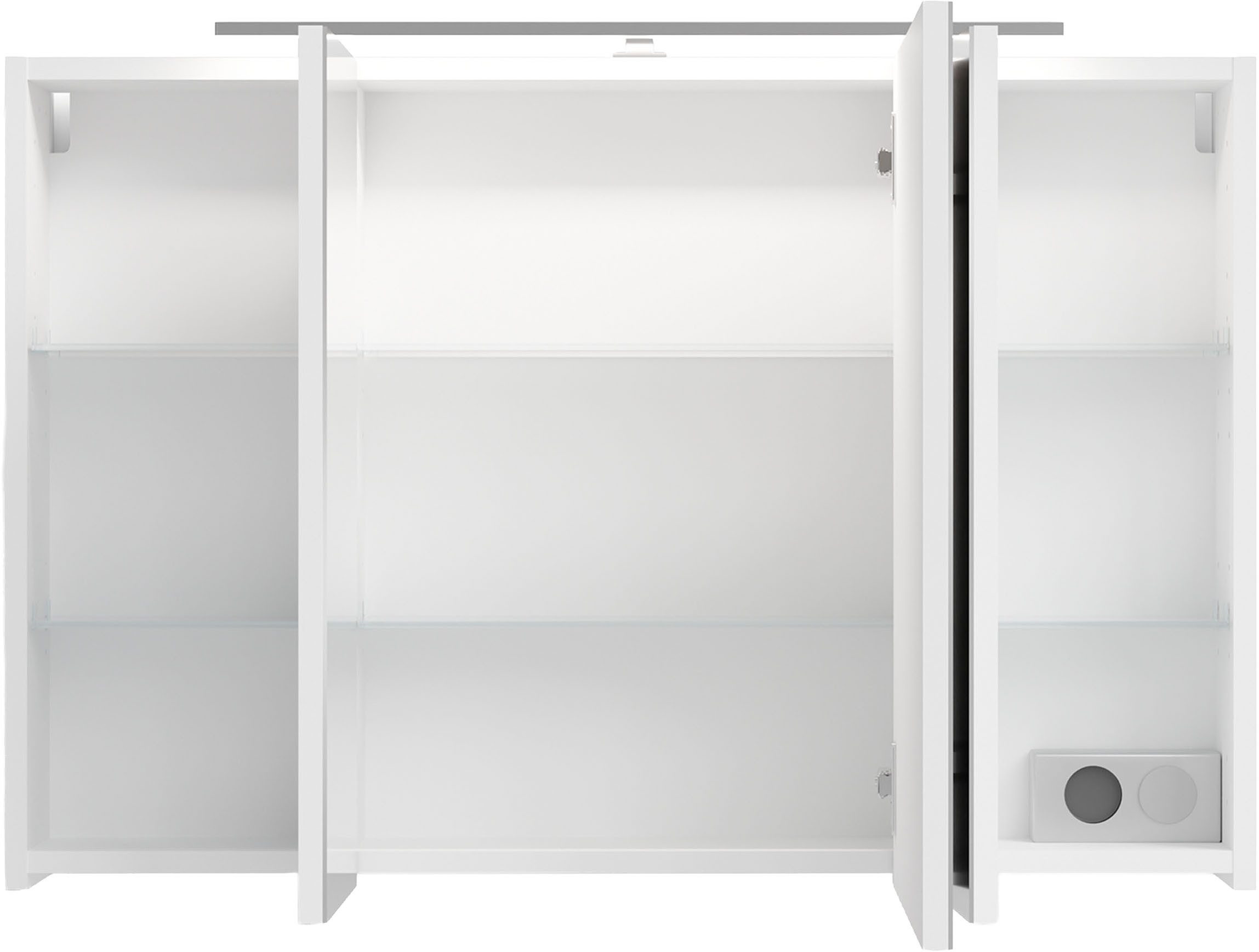 byLIVING Spiegelschrank Serie Spree, in vielen Breiten erhältlich Soft-Close, LED Beleuchtung mit Schalter- und Steckdosenbox – Bild 4 von 5