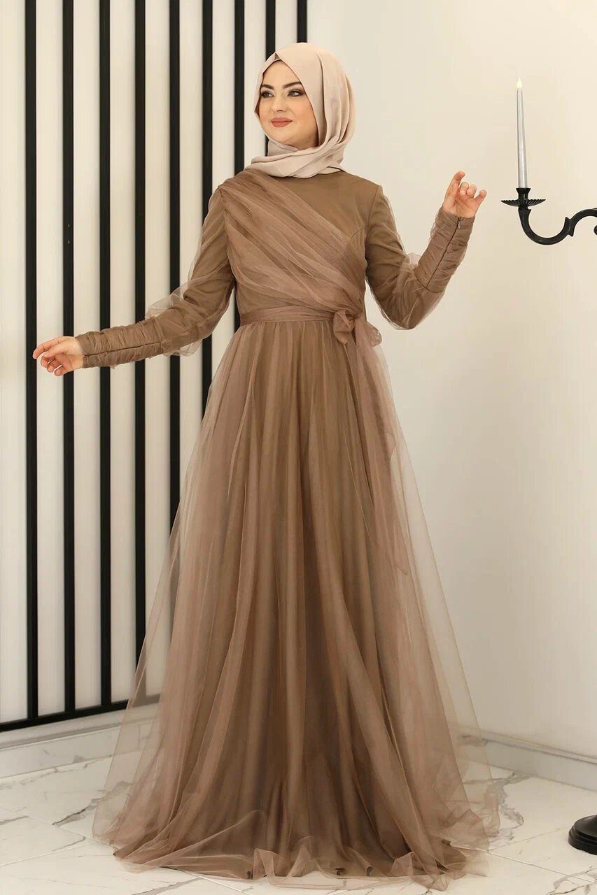 Modavitrini Tüllkleid Langärmliges Maxikleid Damen Muslimisches günstig online kaufen
