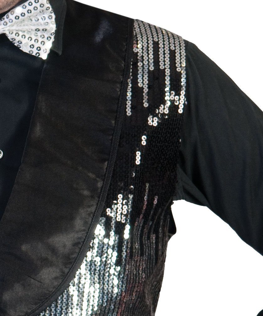 Karneval-Klamotten Kostüm Pailletten Weste Herren Karneval silber schwarz, günstig online kaufen