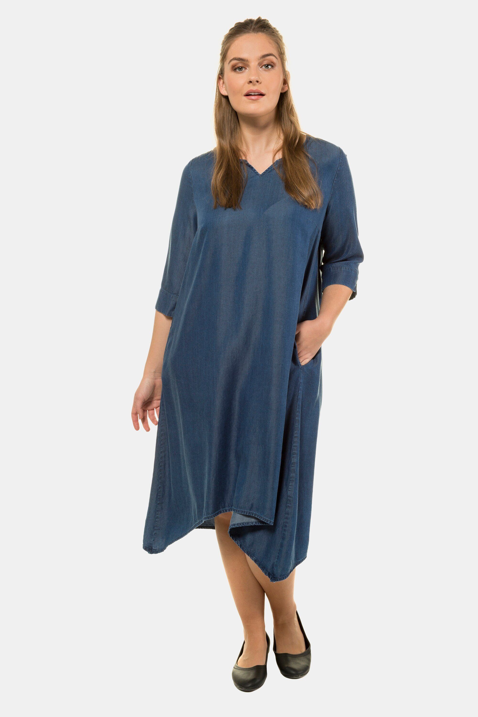 Ulla Popken Jerseykleid »Kleid Denimoptik Zipfelsaum 3/4-Arm Lyocell«  online kaufen | OTTO