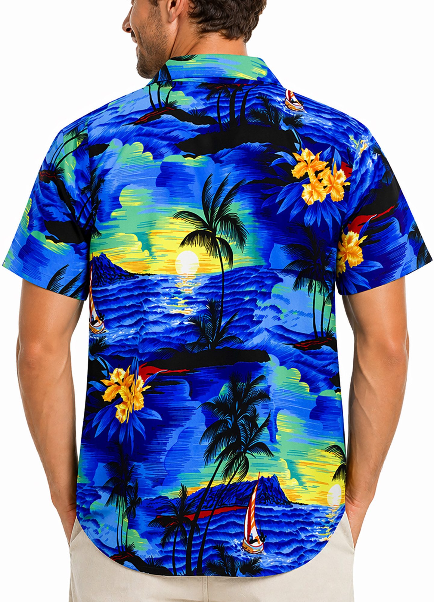 King Kameha Hawaiihemd "Surf" Funky Hawaii-Hemd Herren Kurzarm Front-Tasche Sommerhemd – Bild 4 von 5