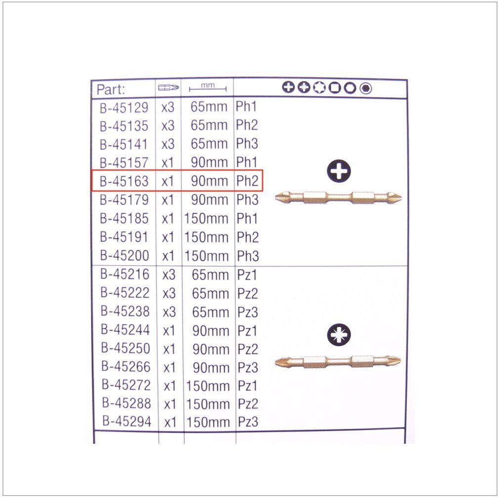 Impact und Bitset Bits B-45163 Makita Pack 2er Gold Bohrer- PH2