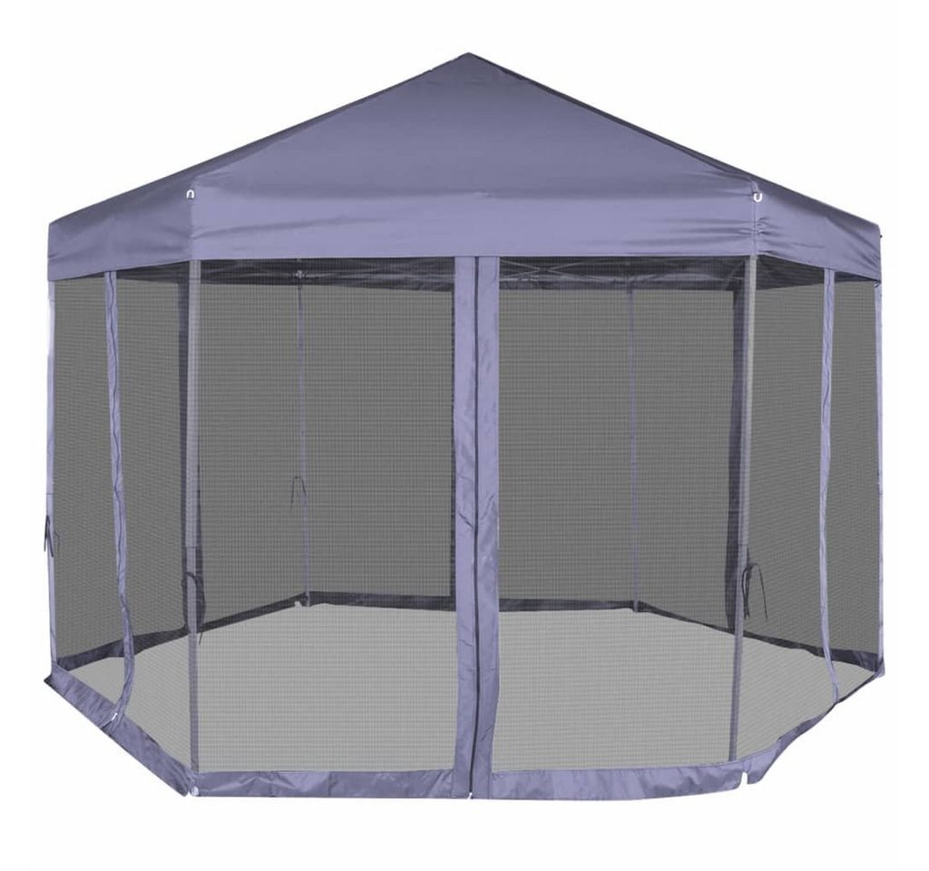 Thumbnail - vidaXL Partyzelt Hexagonal Pop-Up Zelt mit 6 Seitenwänden Dunkelblau 3,6x3,1 m