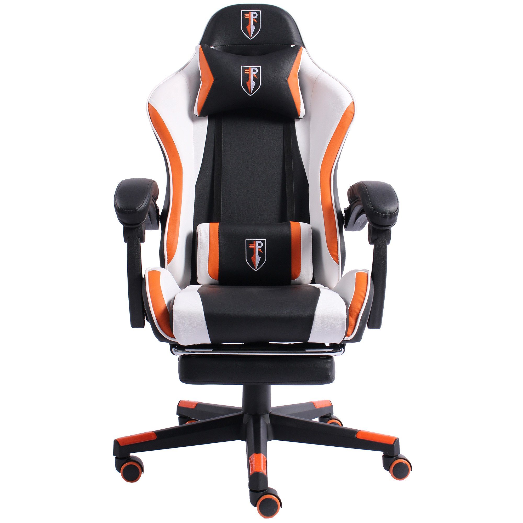 Racing-Design Schwarz/Weiß-Orange im Fußstütze Stuhl Chefsessel Gaming mit Arijus Drehstuhl Stück), Bürostuhl (1 TRISENS