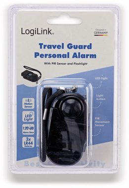 LogiLink LOGILINK Taschenalarm mit PIR Sensor und Licht Rauch- und Hitzewarnmelder