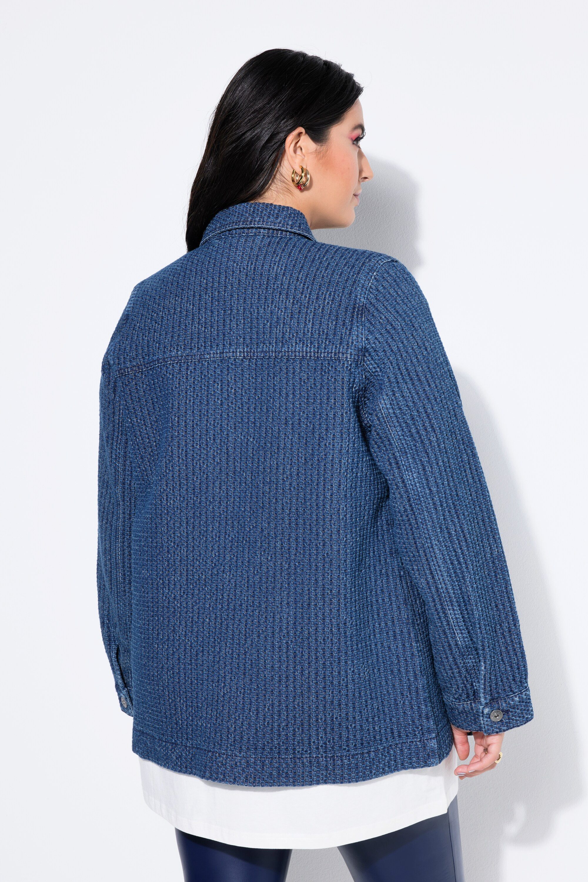 Studio Untold Sommerjacke Hemdjacke Wide Shape Struktur Langarm