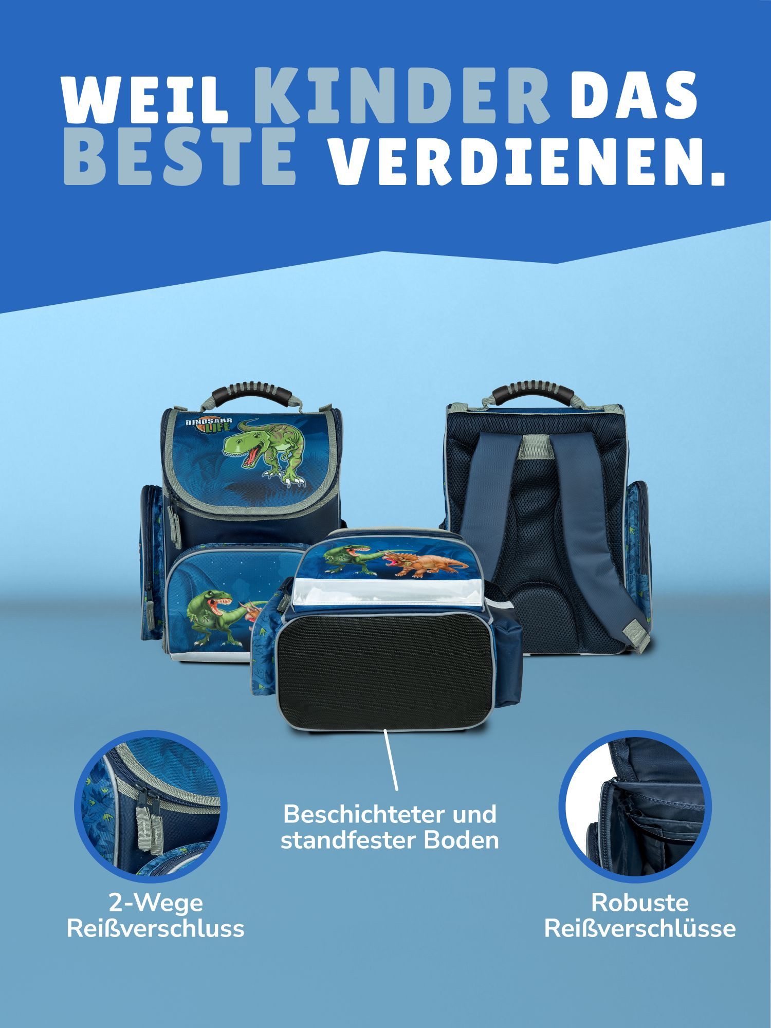Familando Schulranzen CLOU Schultasche 1.-4. Klasse ergonomisch, leicht, Volumen 15 Liter (Grund-Set, 5-tlg., mit Federmappe, Schlamper, Turn- und Geldbeutel),  – Bild 5 von 5