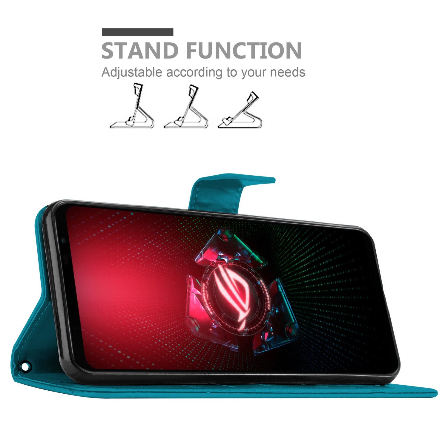 Cadorabo Handyhülle für Asus ROG Phone 5 Hülle Asus ROG Phone 5, Hülle Schutzhülle Blumen Flower mit Standfunktion Kartenfach Magnet