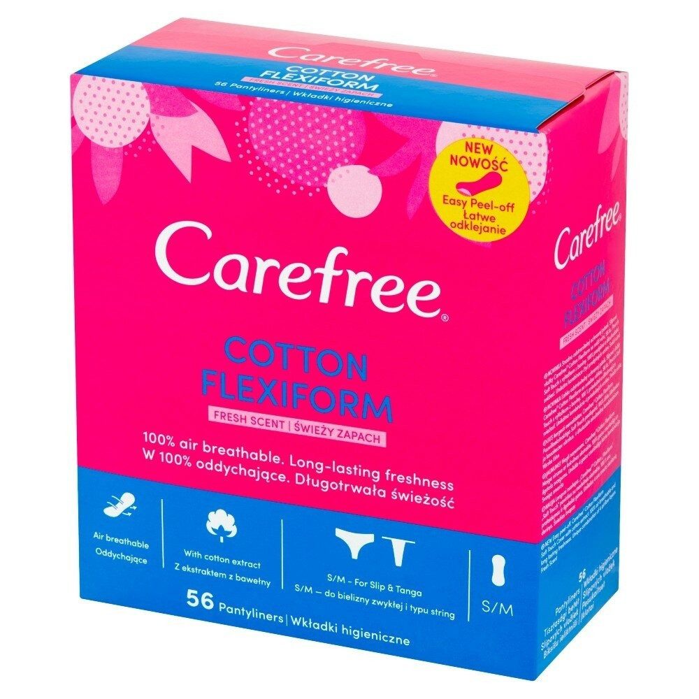 CAREFREE Slip-Einlage Carefree Cotton Flexiform Damenbinden Fresh Scent