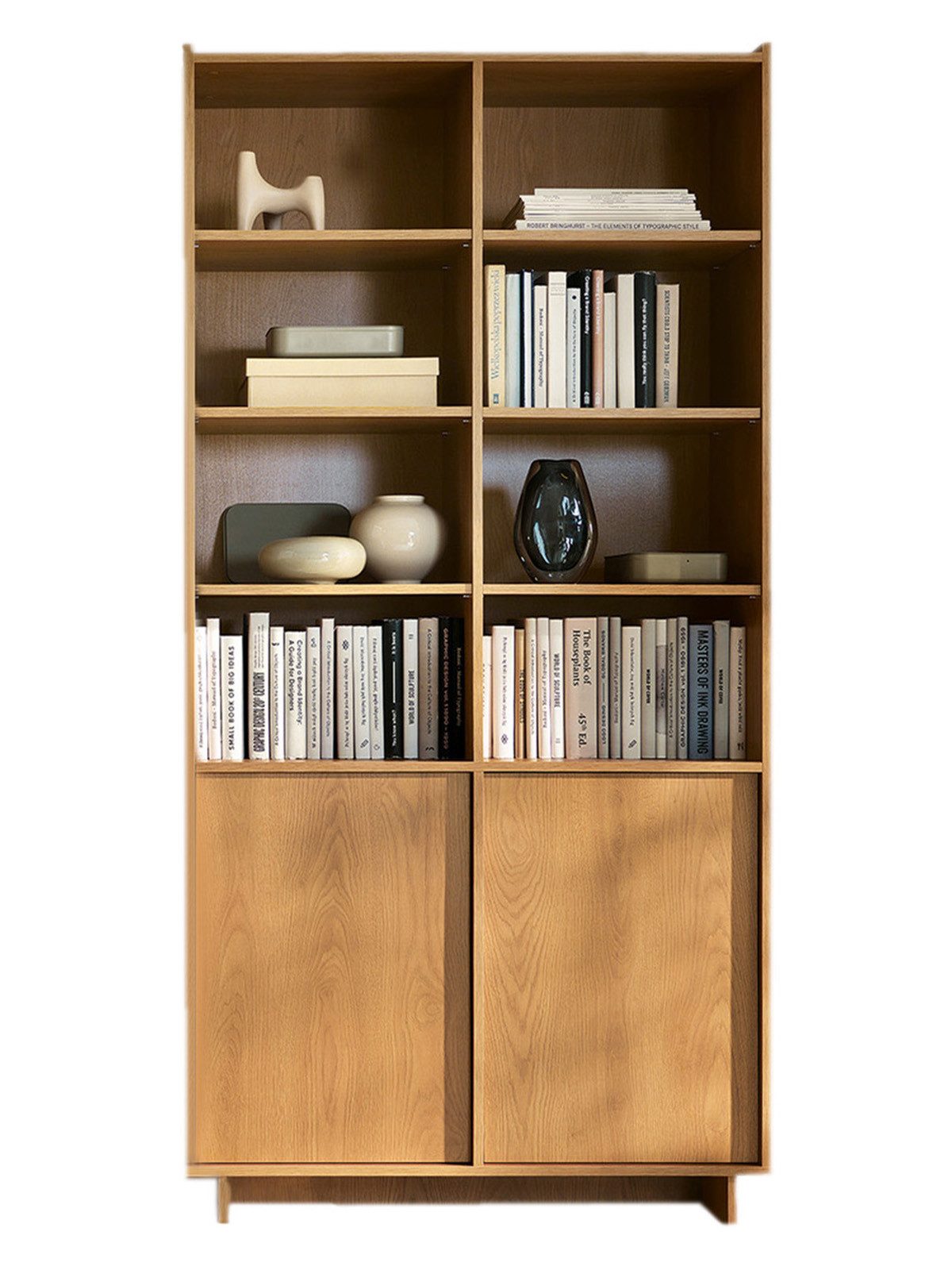 Compleo Bücherregal mit 2 Türen, Japandi Design, Eiche carmel KELLOS