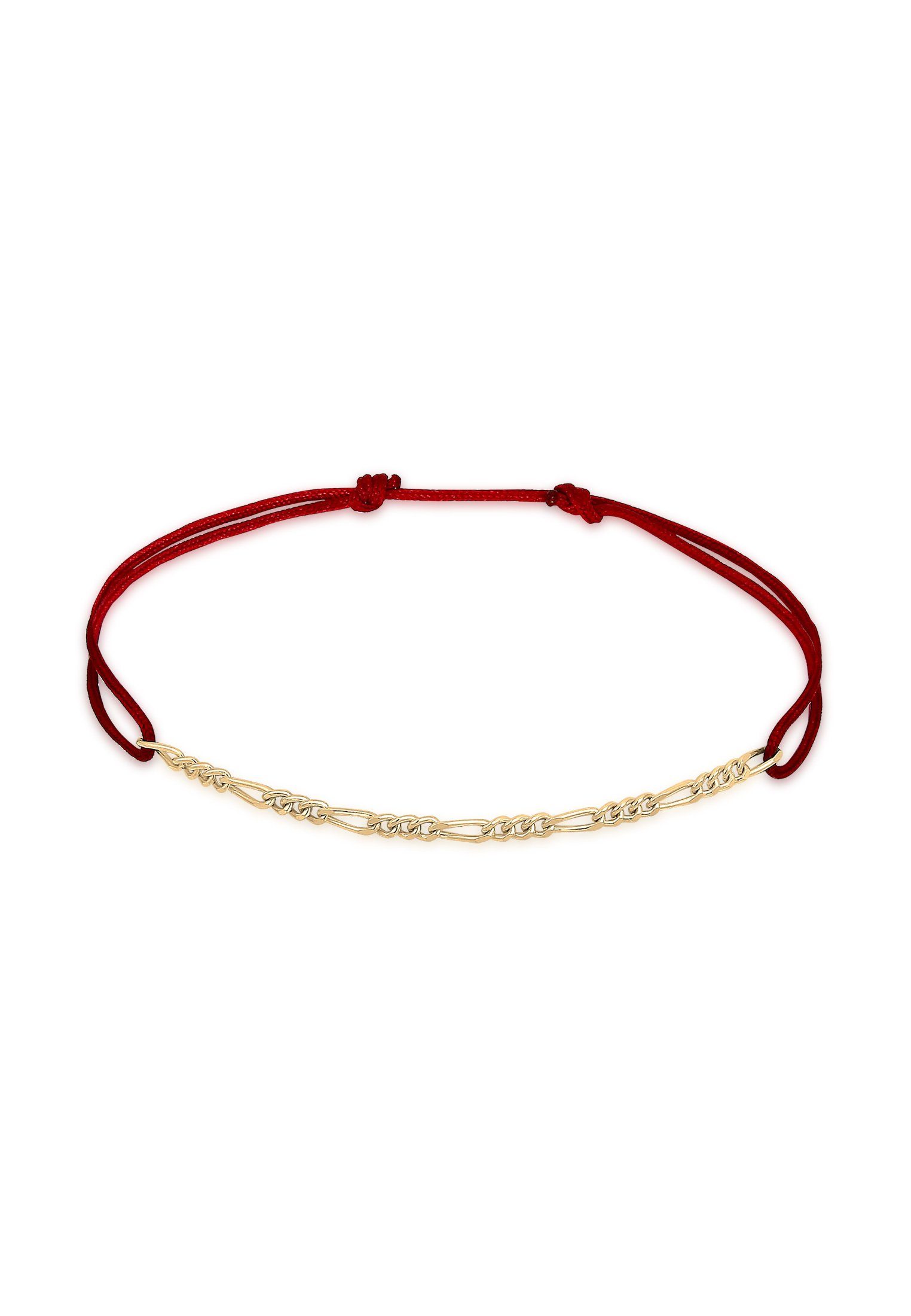 Elli Armband Figaro-Kette Rot Nylon Verstellbar 925 Silber