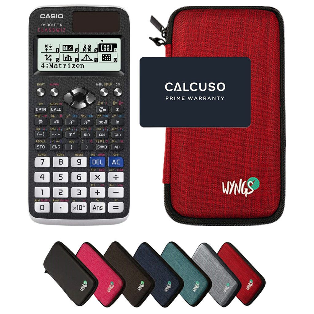 CASIO Taschenrechner fx-991DE X ClassWiz inkl. WYNGS Schutztasche Rot