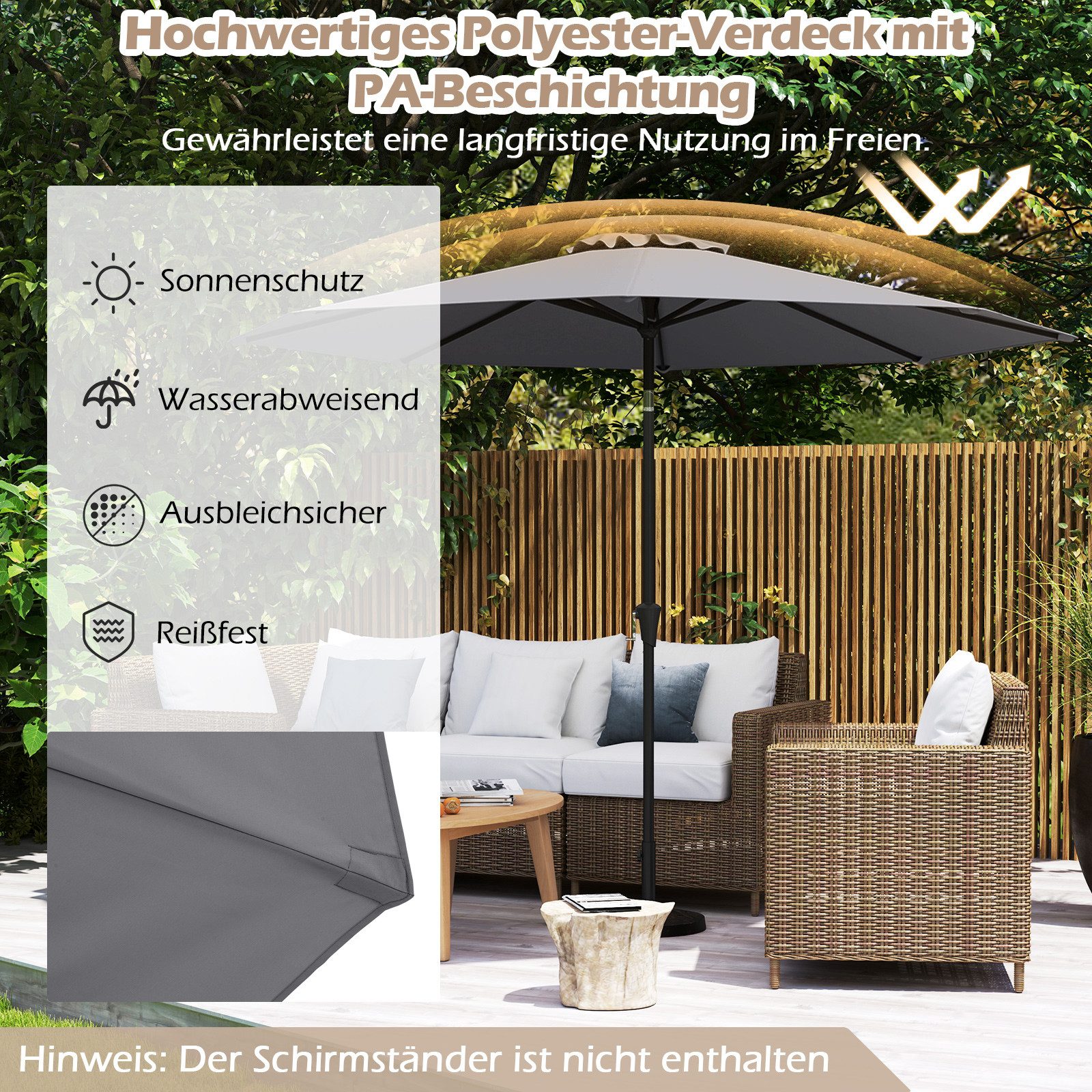 COSTWAY Sonnenschirm Gartenschirm, LxB: 300,00x300,00 cm, günstig online kaufen