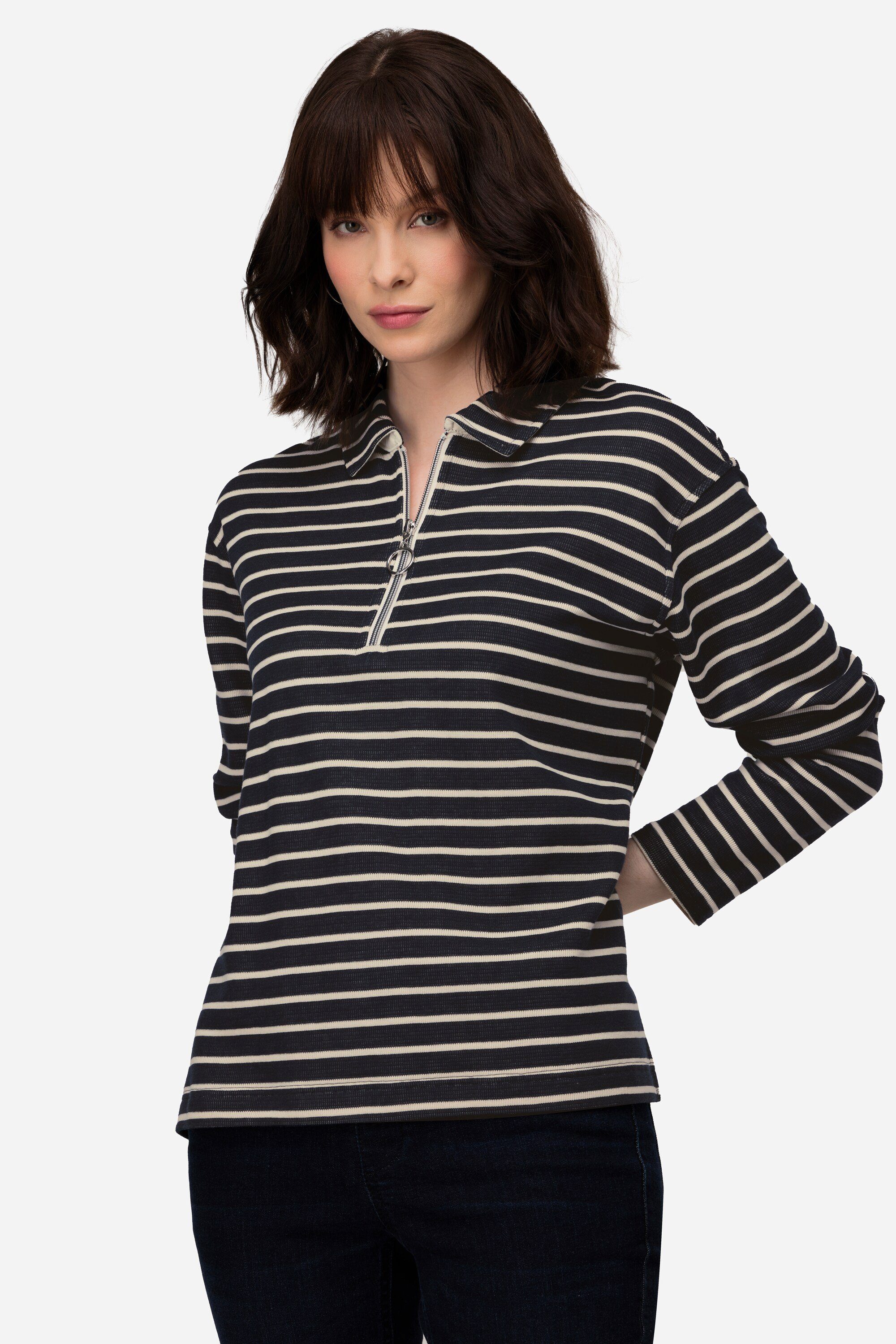Laurasøn Sweatshirt Sweatshirt Ringel Polokragen Langarm günstig online kaufen