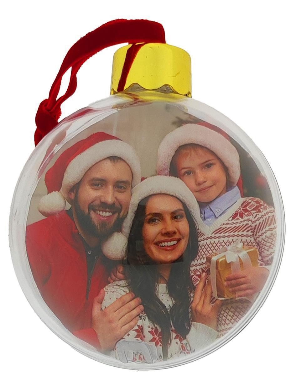 CEPEWA Christbaumschmuck Foto Christbaumkugel 80mm Transparent 1 Stück (1-tlg), Baumschmuck Weihnachtskugel Weihnachtsschmuck Fotorahmen Fotokugel